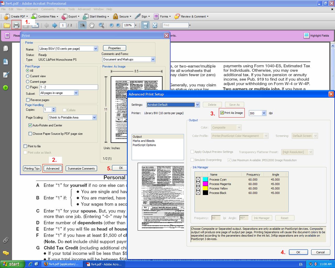 Steps to print PDF as Image