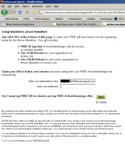 congrats1 259x300 The Illinois Marathon and Active.com   A Source of Spam?