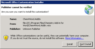 Chem4Word Show Chemistry Notations Easily in Word firstrun 400x205 Chem4Word Show Chemistry Notations Easily in Word