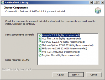 components 400x306 Avi2Dvd and DVD Flick   Converting Videos (.avi) to DVDs