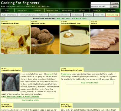 Cooking for Engineers Recipes for the Analytically Minded site 400x368 Cooking for Engineers Recipes for the Analytically Minded