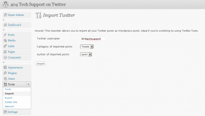 twitter importer 400x227 Use WordPress to Create a Searchable Archive of Your Tweets