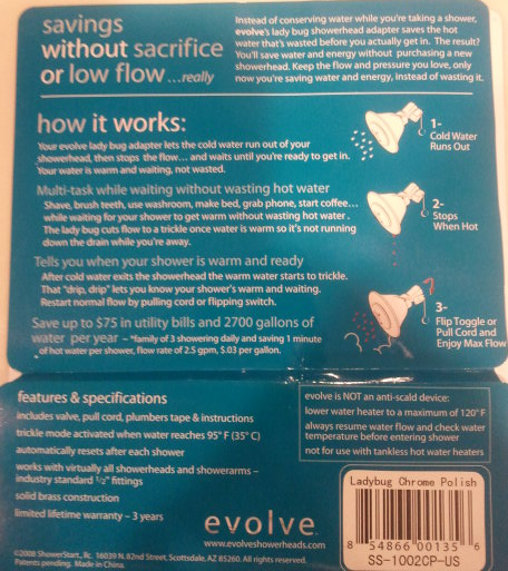 back cover Product Review: Evolve Ladybug Water Saving Showerhead