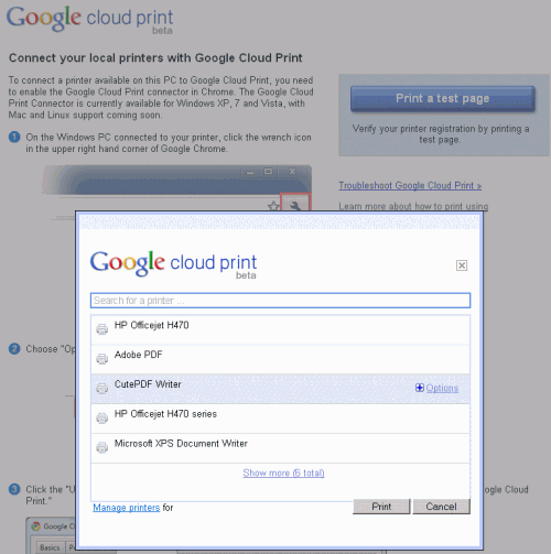 test page 500x503 Google Releases Google Cloud Print Beta To The Public