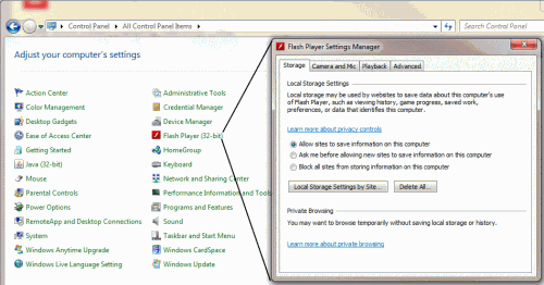 10 3controlpanel 500x262 Adobe Flash 10.3 Update Released With Privacy and Security Emphasis, Ability To Delete Flash Cookies