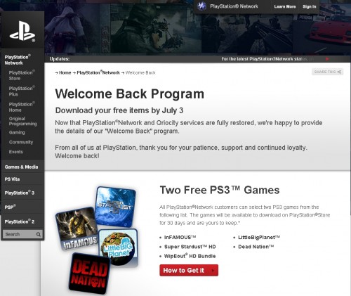 byJuly3 500x421 Sonys PSN Welcome Back Program Ended Today   Did You Get Your Free Games and PlayStation Plus Access?