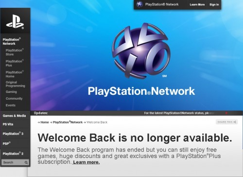 closed 500x364 Sonys PSN Welcome Back Program Ended Today   Did You Get Your Free Games and PlayStation Plus Access?