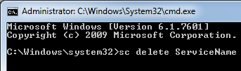 How to delete a service through the command line sc delete command How to delete a service through the command line