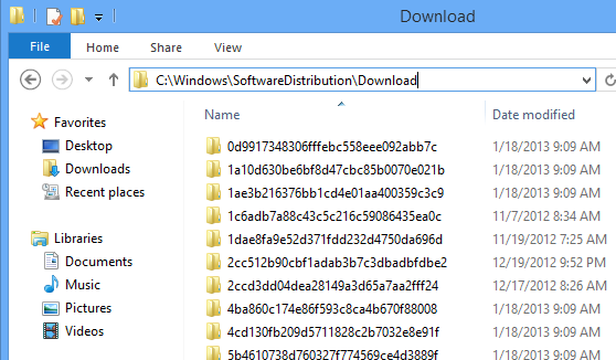 windows updates cache